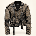 Men’s Black Spiked Studded Leather Punk Biker Jacket