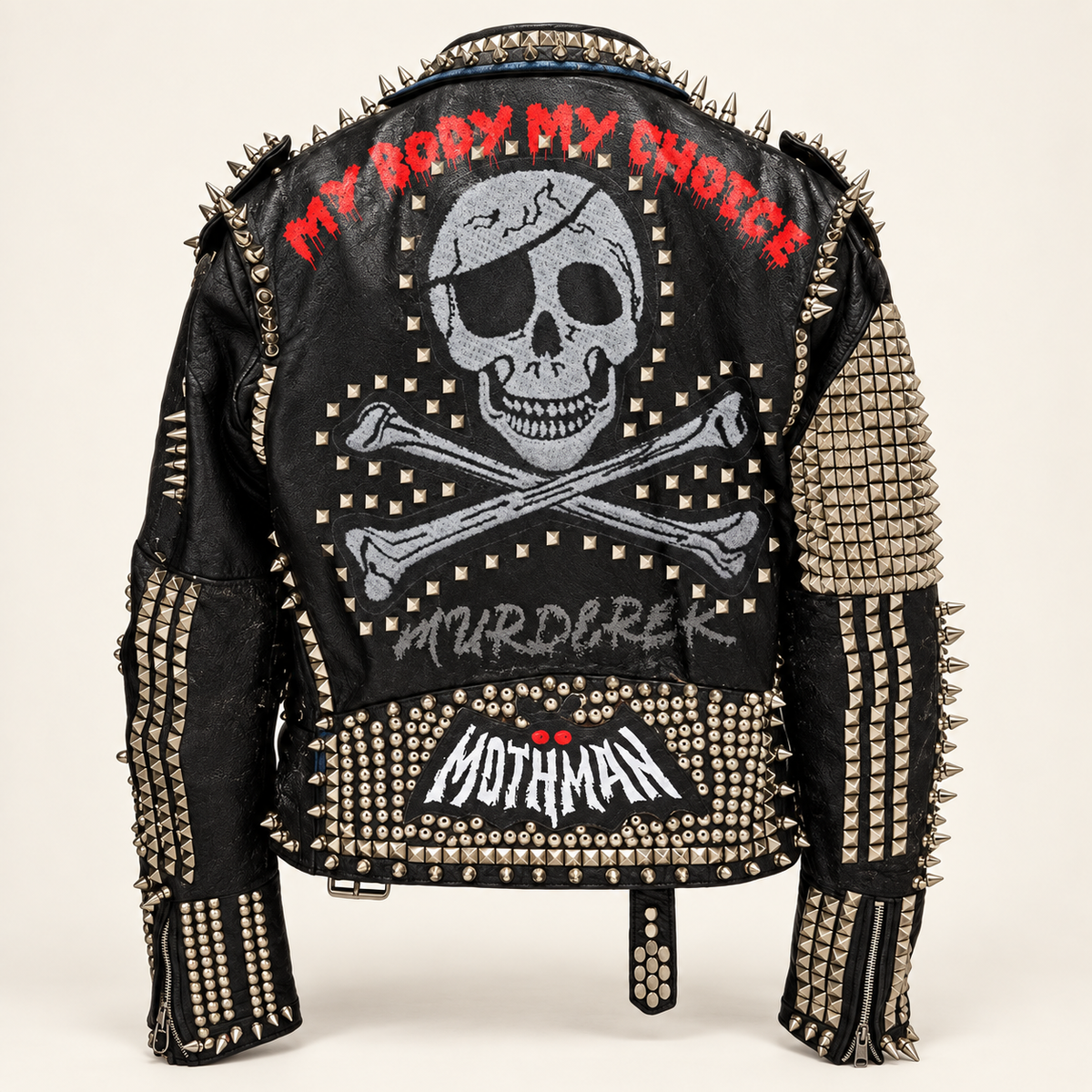 Men’s Black Spiked Studded Leather Punk Biker Jacket