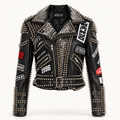 Handmade Studded Cowhide Leather Biker Jacket – Gothic Punk Style