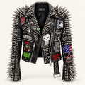 Spiked Studded Leather Jacket, Gothic Brando Moto Style