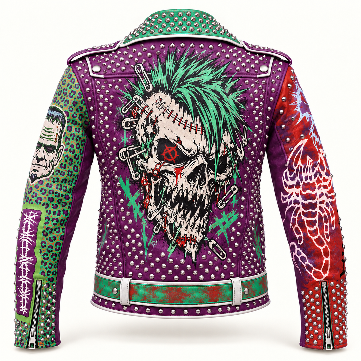 Men’s Studded Punk Leather Biker Jacket – Gothic Steampunk Style