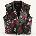 Men’s Genuine Leather Studded Punk Biker Vest – Gothic Style