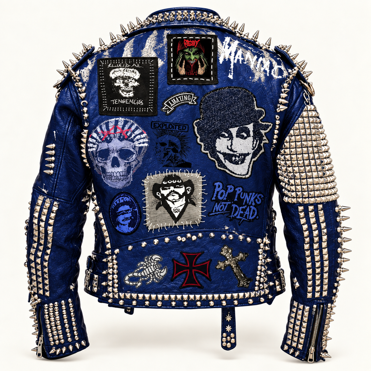 Men’s Spiked Studded Cowhide Leather Biker Jacket – Gothic Punk Style
