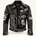 Men’s Black Heavy Studded Cowhide Punk Biker Jacket
