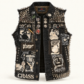 Custom Handmade Punk Rock Studded Leather Vest – Gothic Patchwork Biker Style