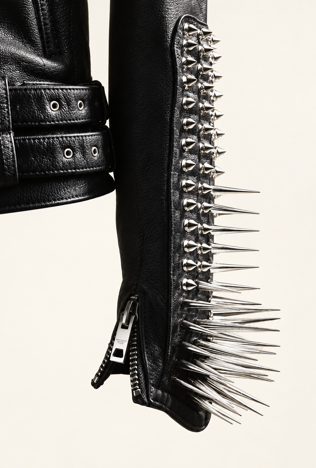 Unisex Silver Spike Studded Leather Biker Jacket – Handmade Punk Brando